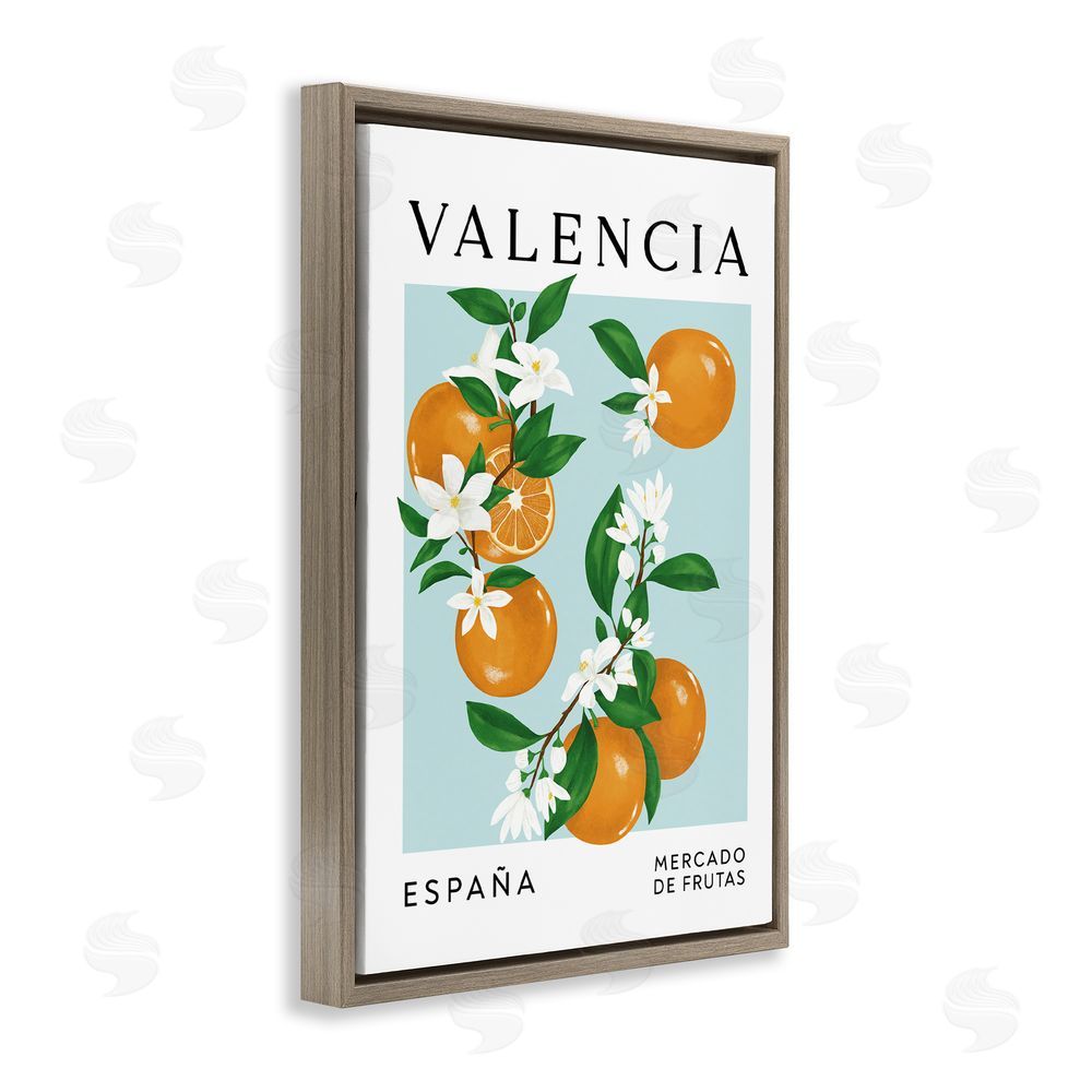 Veronica Lara Naranjas De Valencia Fruit Market Brown Floating Frame Canvas Wall Art Print