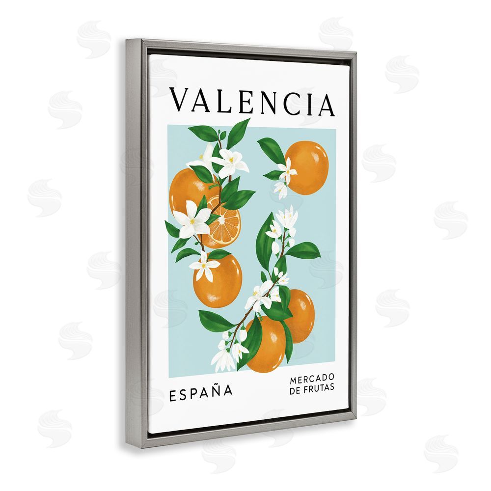 Veronica Lara Naranjas De Valencia Fruit Market Gray Floating Frame Canvas Wall Art Print