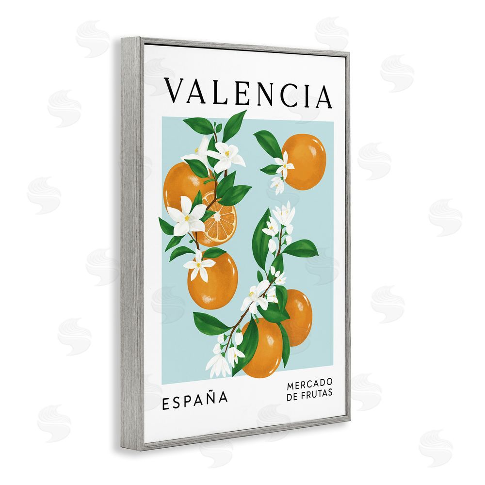 Veronica Lara Naranjas De Valencia Fruit Market Gray Framed Giclee Wall Art Print