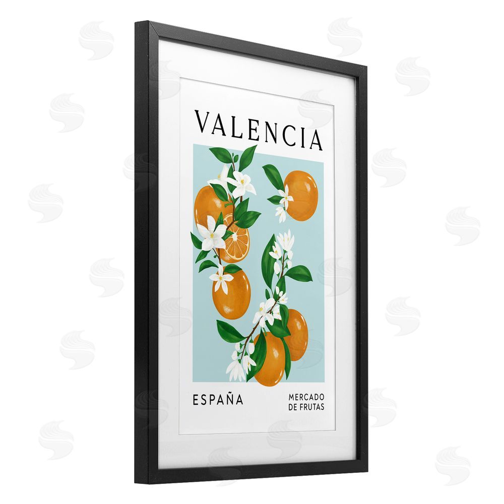 Veronica Lara Naranjas De Valencia Fruit Market Black Framed Print Under Glass Wall Art