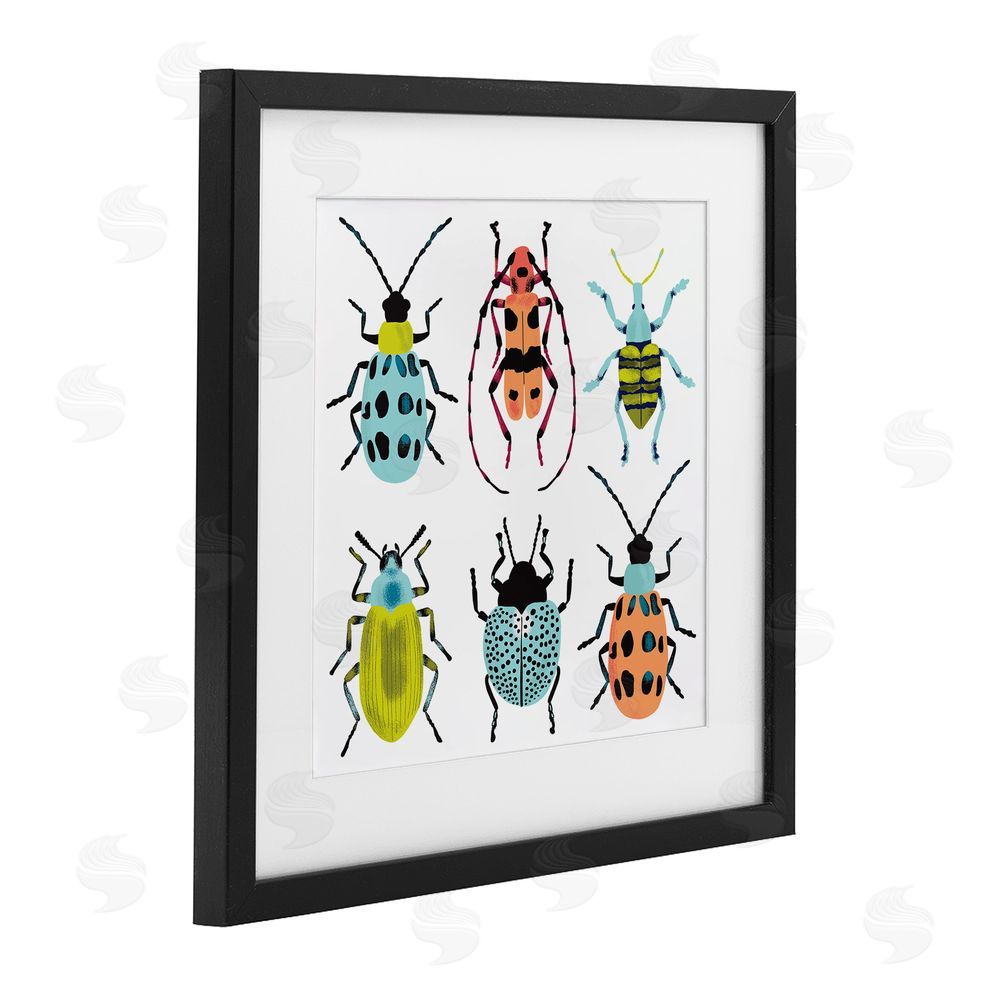Metka Hiti Beetles & Bugs Collection Black Framed Print Under Glass Wall Art