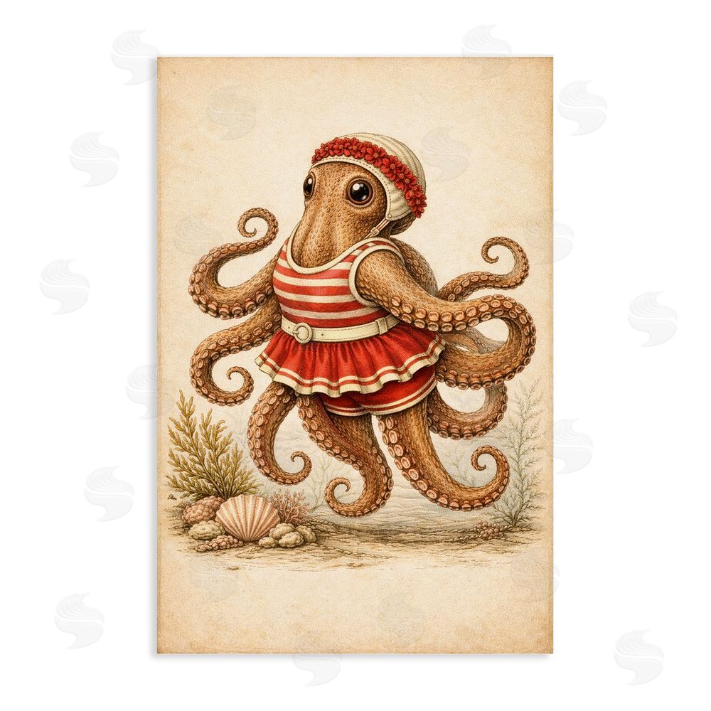 Grotto Studios Octopus of Maritime Bathing Society Stretched Canvas Wall Art