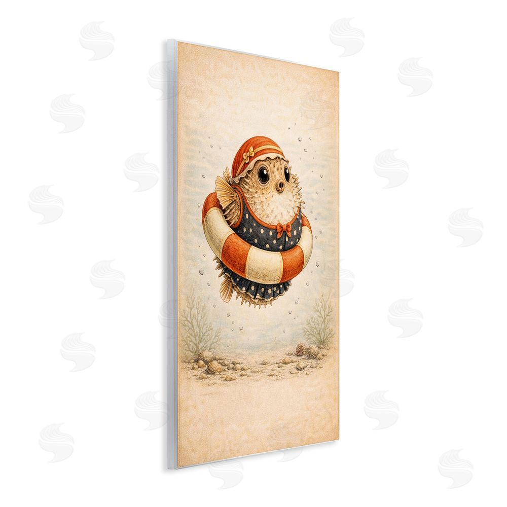 Grotto Studios Pufferfish Of Maritime Bathing Society Wall Plaque Home Decor Art Print