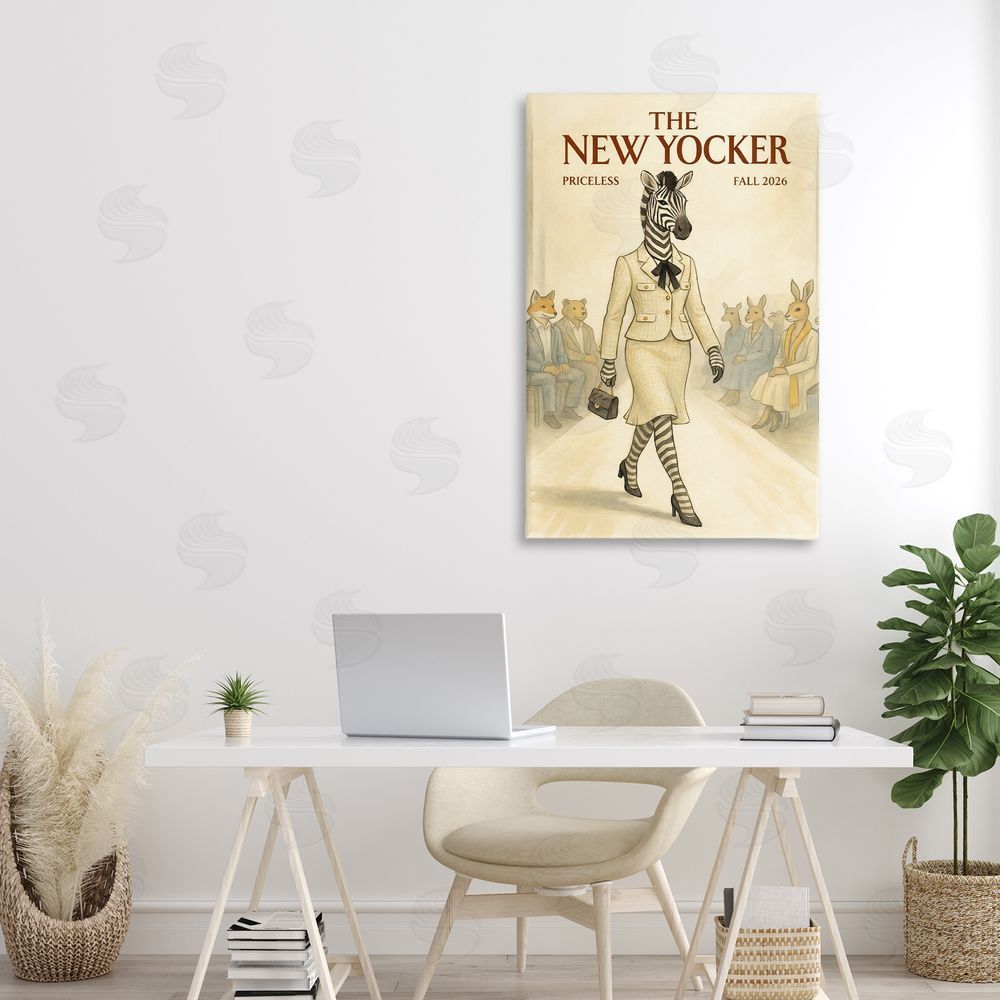 Grotto Studios New Yocker Zebra Model Stretched Canvas Wall Art in Room