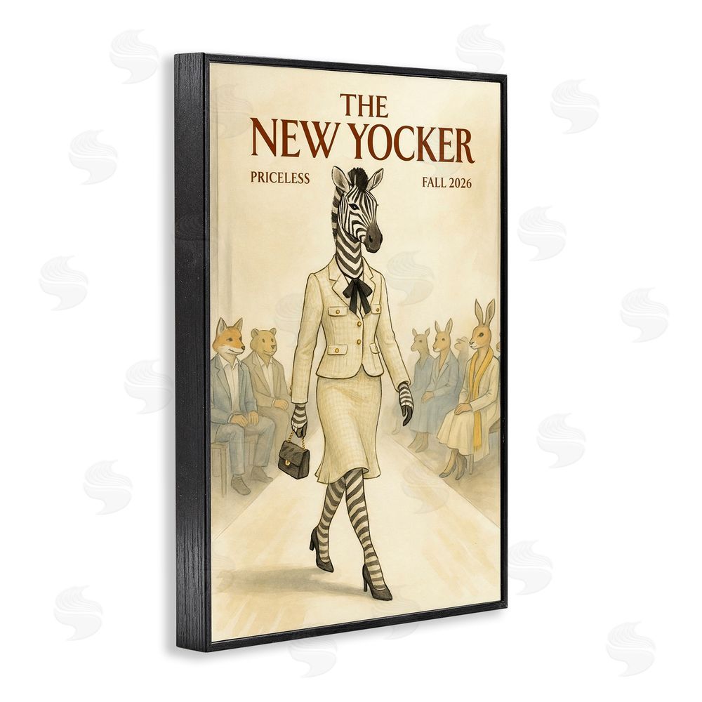 Grotto Studios New Yocker Zebra Model Black Framed Giclee Wall Art