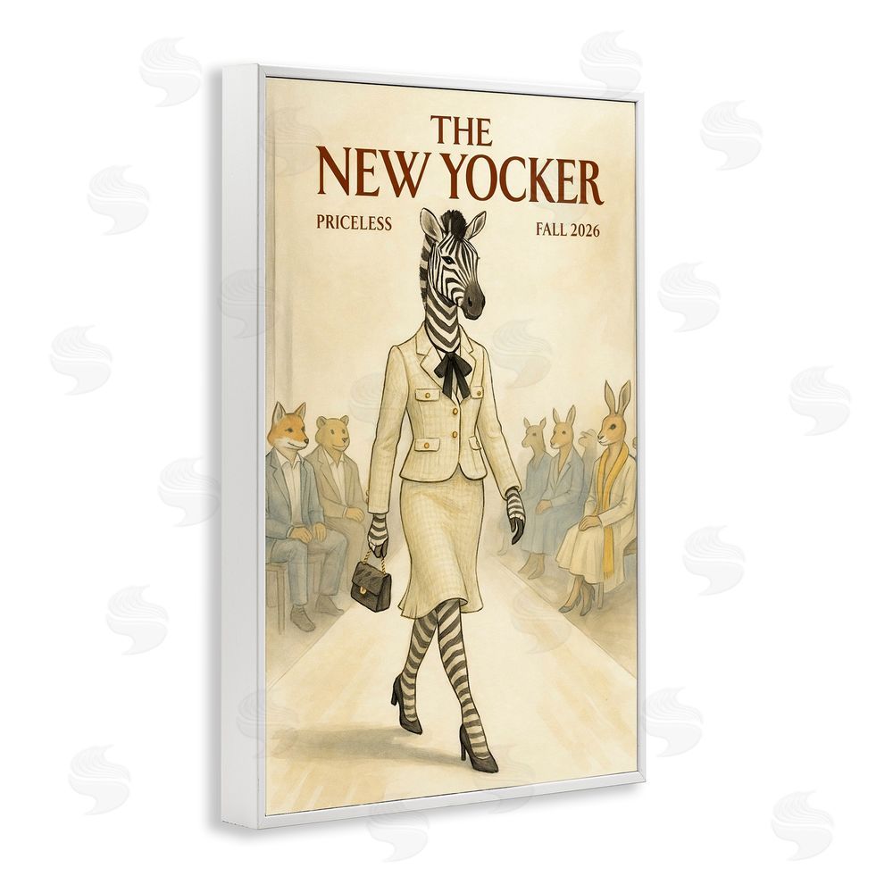 Grotto Studios New Yocker Zebra Model White Framed Giclee Wall Art