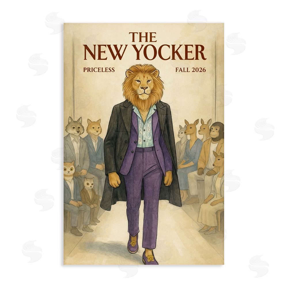 Grotto Studios New Yocker Lion Model Stretched Canvas Wall Art