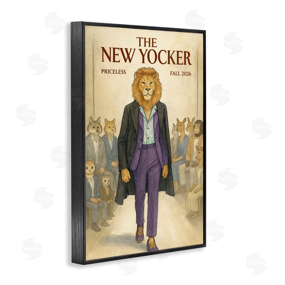 Grotto Studios New Yocker Lion Model Black Framed Giclee Wall Art