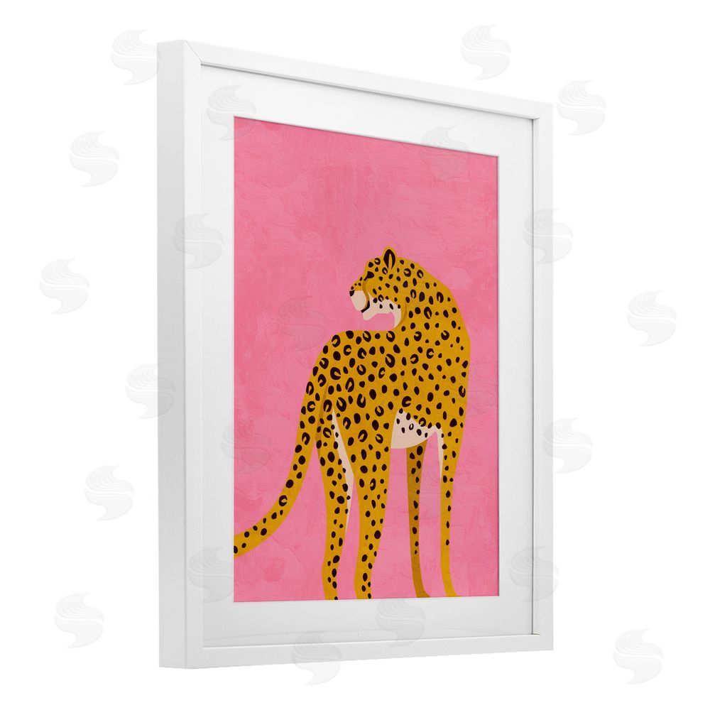 Kim Allen Leopard on Pink Serenade White Framed Print Under Glass Wall Art