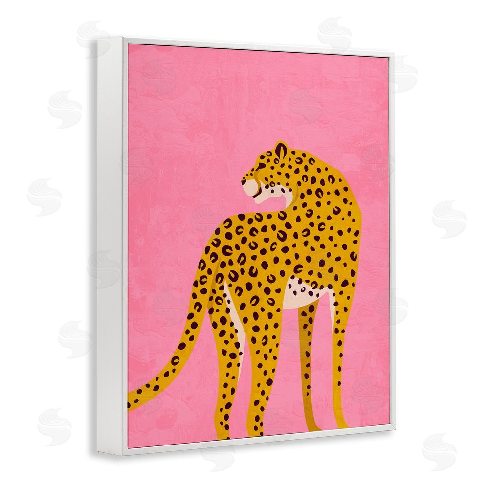 Kim Allen Leopard on Pink Serenade White Framed Giclee Wall Art Print