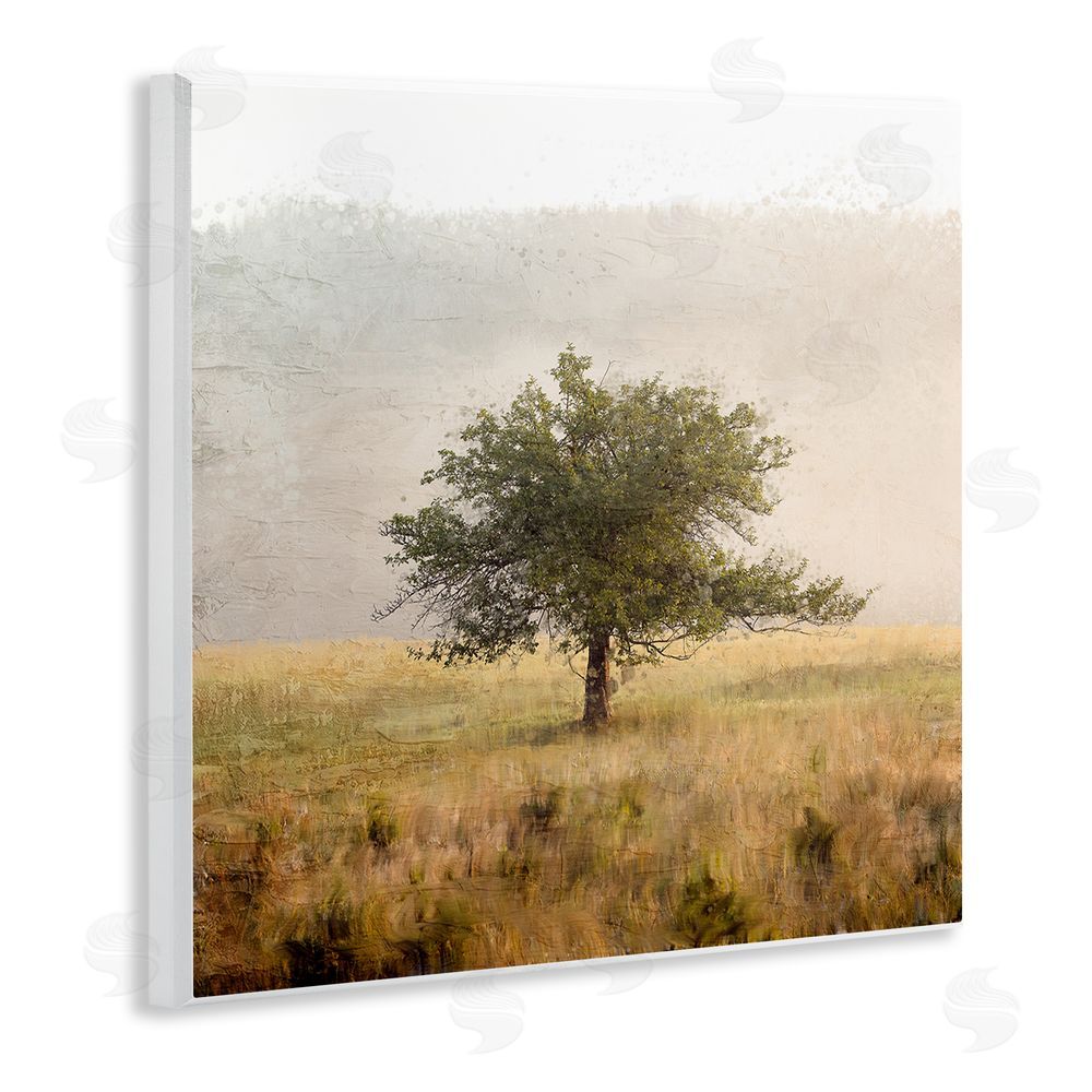 Anne Bailey Tree Alone in Golden Field Wooden Wall Plaque Art Print