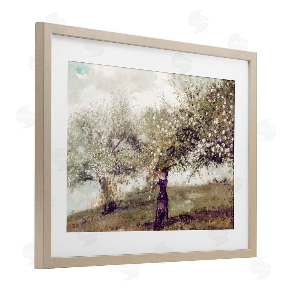 Leah Straatsma Vintage Gathering Spring Blossoms Brown Framed Print Under Glass with White Mat Wall Art