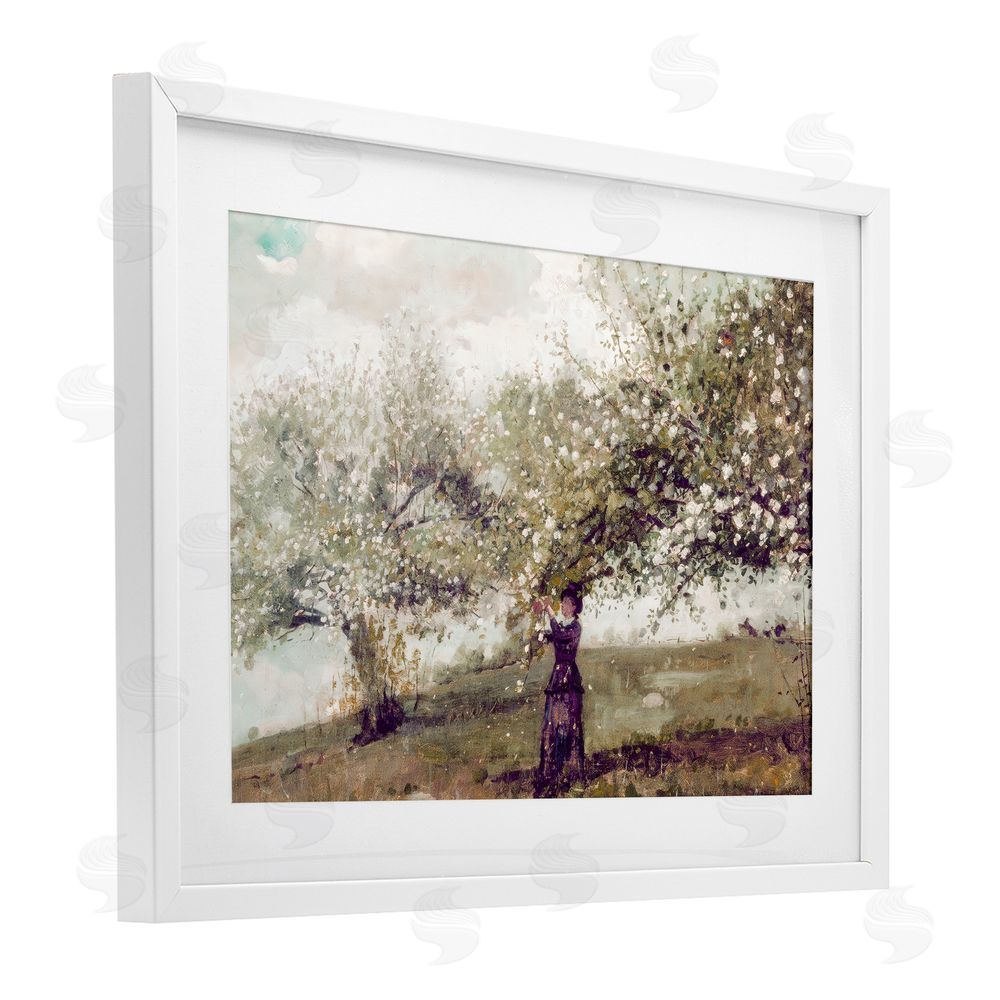 Leah Straatsma Vintage Gathering Spring Blossoms White Framed Print Under Glass with White Mat Wall Art