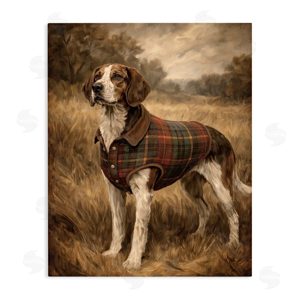 Kim Allen Hunting Days Plaid Jacket Hound Stretched Canvas Wall Art Print