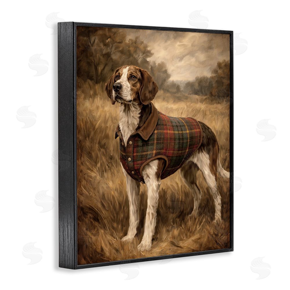 Kim Allen Hunting Days Plaid Jacket Hound Black Framed Giclee Wall Art Print