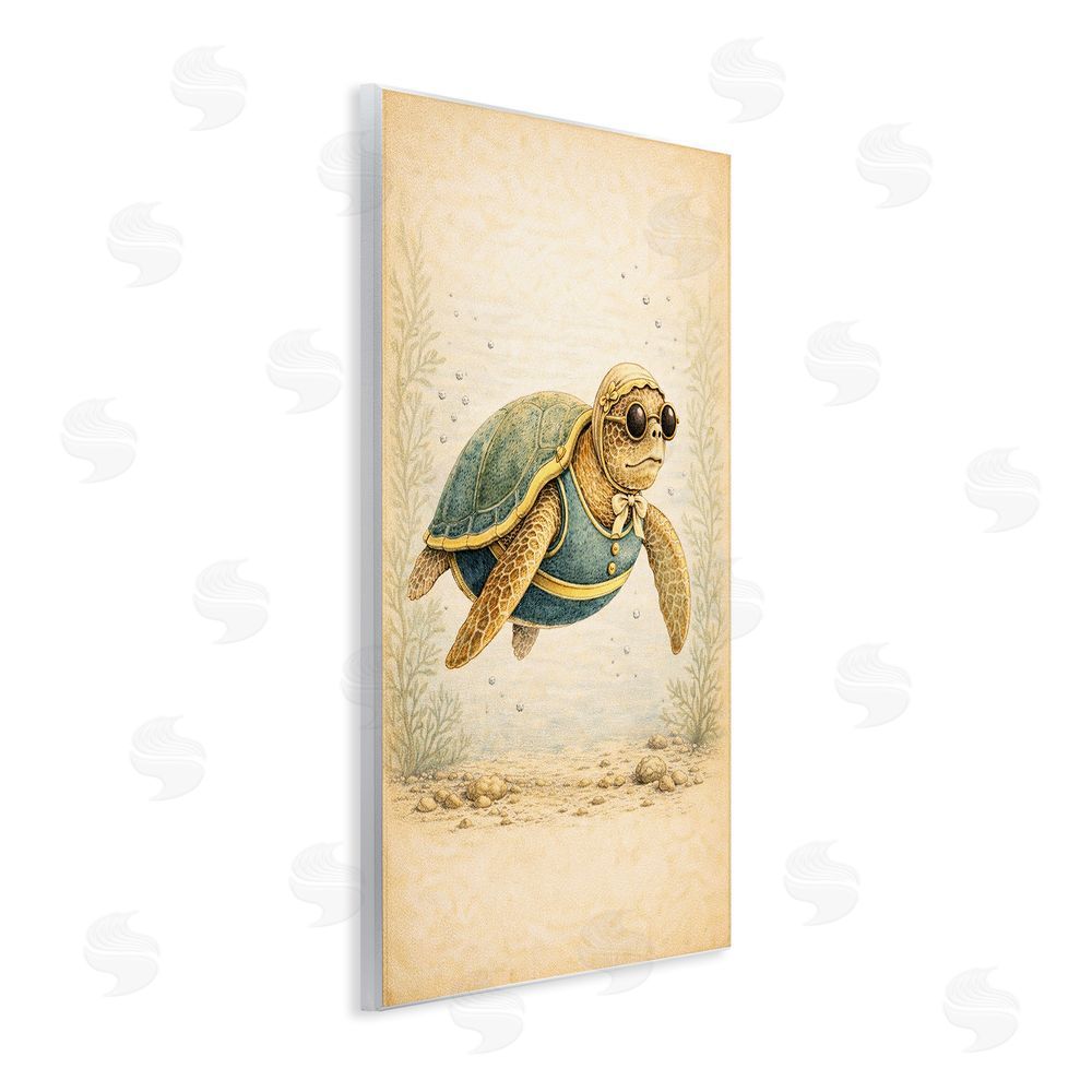 Grotto Studios Maritime Bathing Society Turtle Wall Plaque Home Decor Art Print