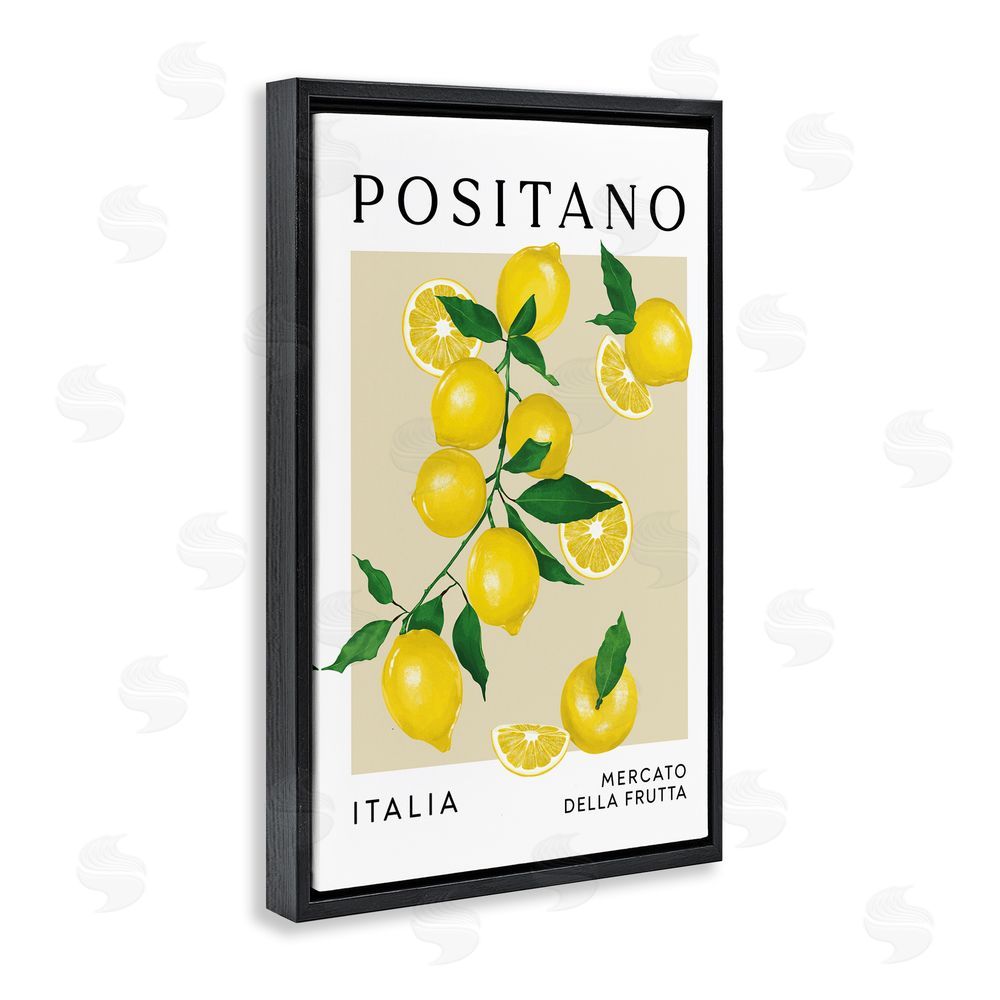Veronica Lara Positano Lemons Fruit Market Black Floating Frame Canvas Wall Art Print