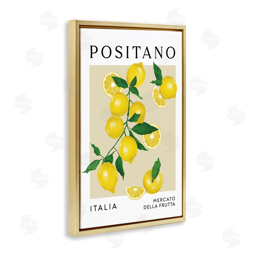 Veronica Lara Positano Lemons Fruit Market Gold Floating Frame Canvas Wall Art Print