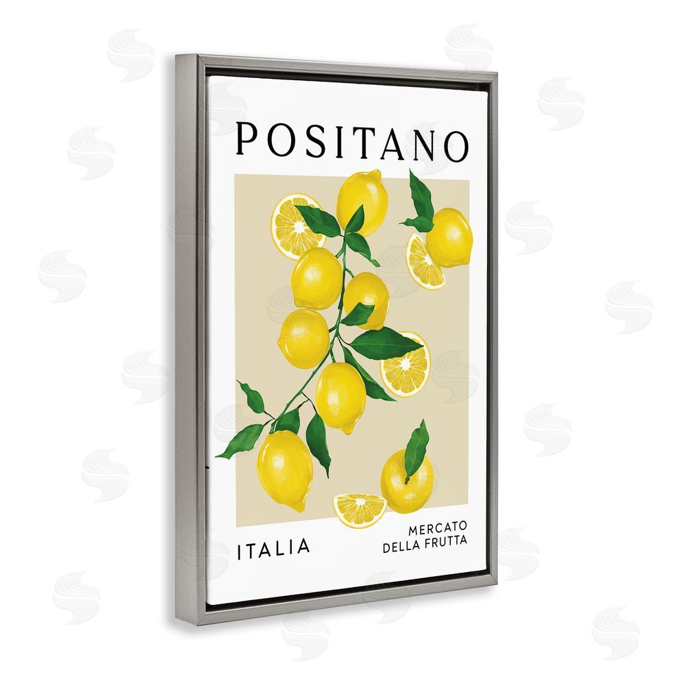 Veronica Lara Positano Lemons Fruit Market Gray Floating Frame Canvas Wall Art Print