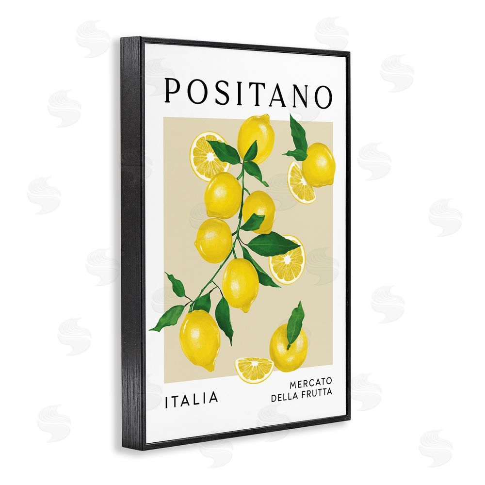 Veronica Lara Positano Lemons Fruit Market Black Framed Giclee Wall Art Print