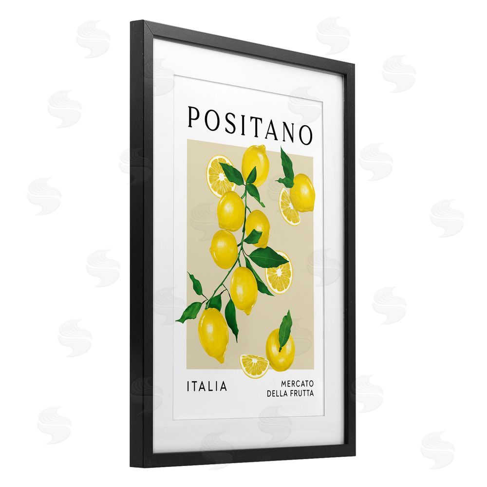 Veronica Lara Positano Lemons Fruit Market Black Framed Print Under Glass Wall Art