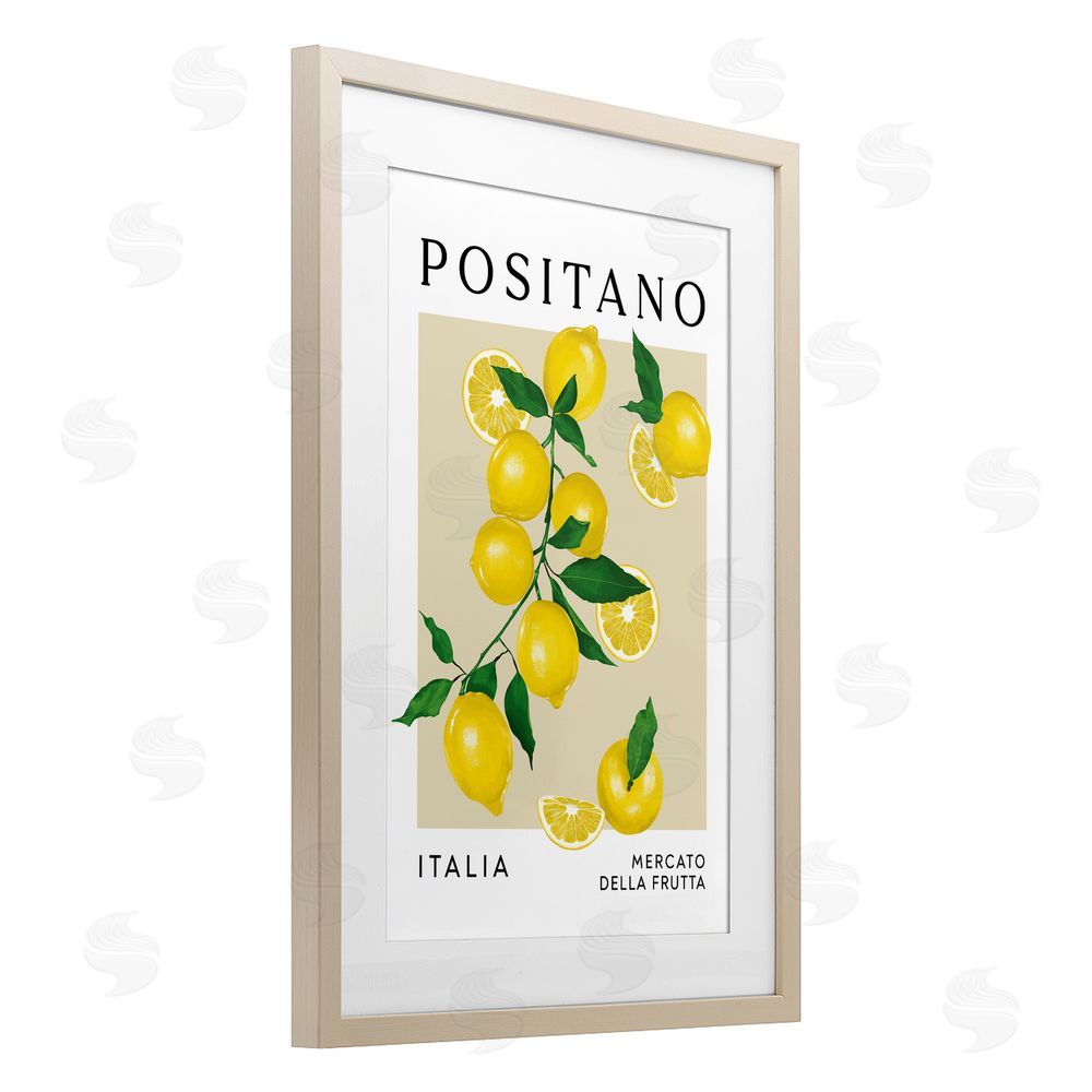 Veronica Lara Positano Lemons Fruit Market Brown Framed Print Under Glass Wall Art