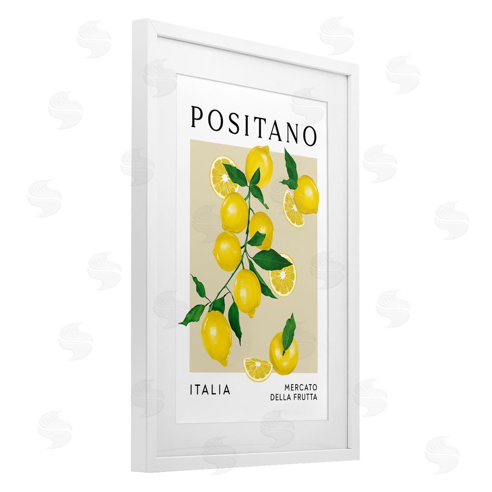 Veronica Lara Positano Lemons Fruit Market White Framed Print Under Glass Wall Art