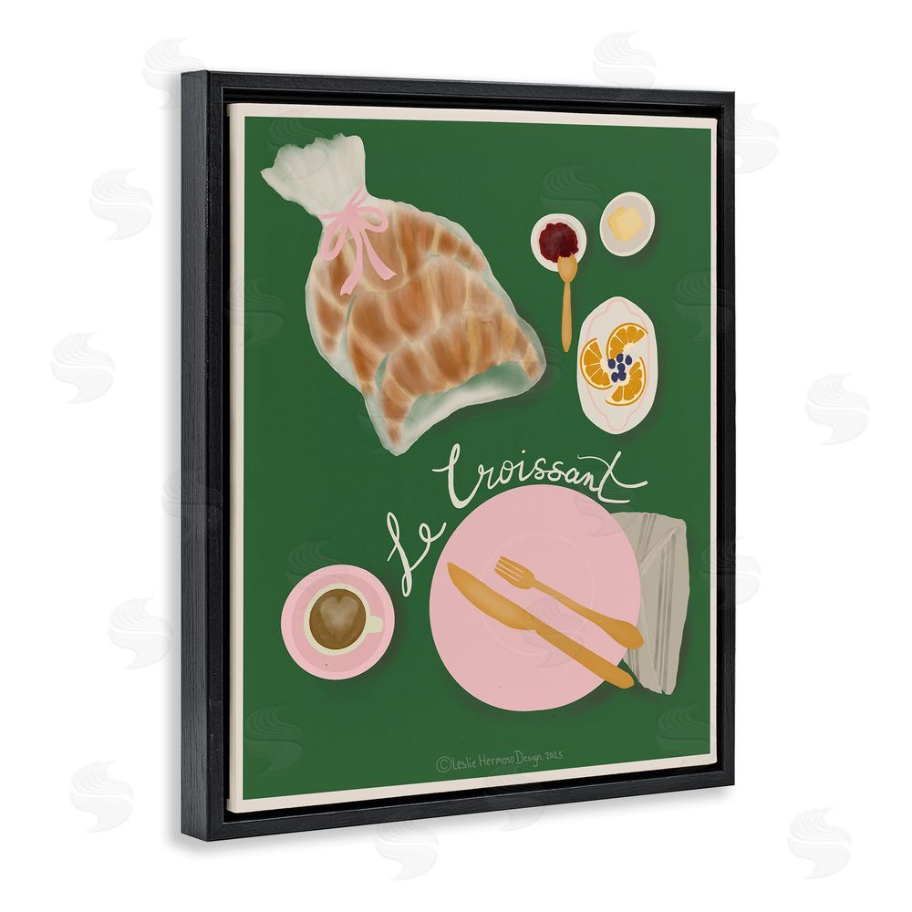 Leslie Hermosa Le Croissant Breakfast Spread Black Floating Frame Canvas Wall Art Print