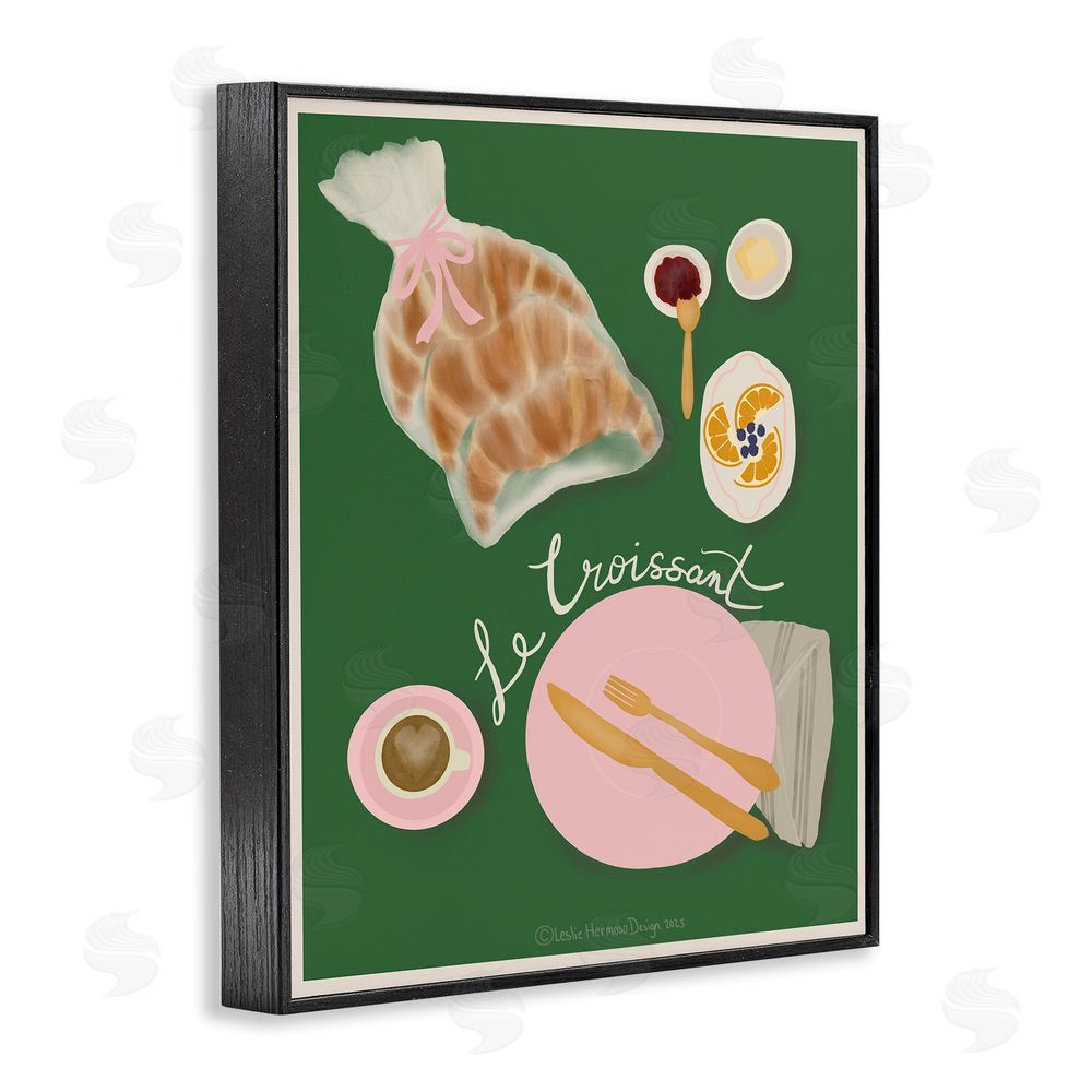 Leslie Hermosa Le Croissant Breakfast Spread Black Framed Giclee Wall Art Print