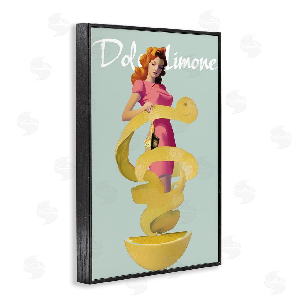 Annabelle Hall Dolce Lemon Retro Ad Black Framed Giclee Wall Art Print