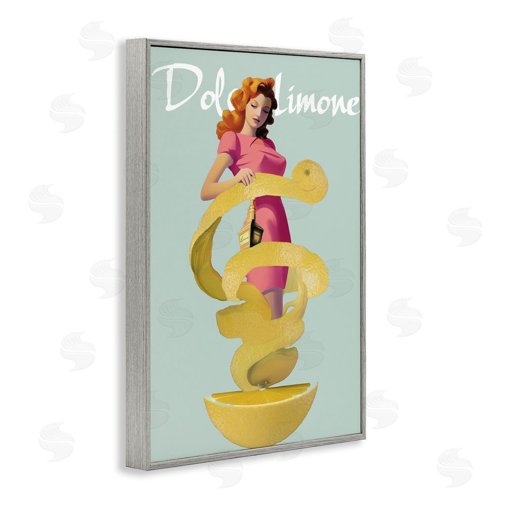 Annabelle Hall Dolce Lemon Retro Ad Gray Framed Giclee Wall Art Print