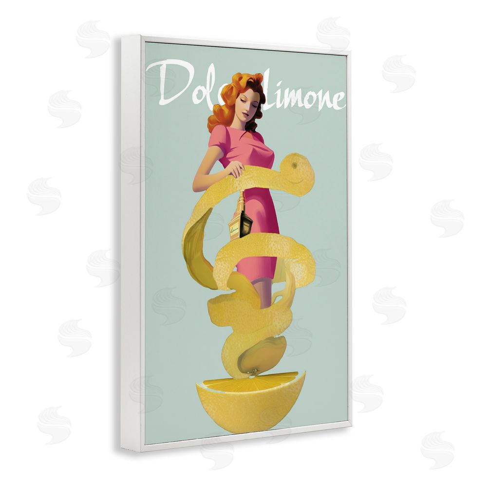Annabelle Hall Dolce Lemon Retro Ad White Framed Giclee Wall Art Print