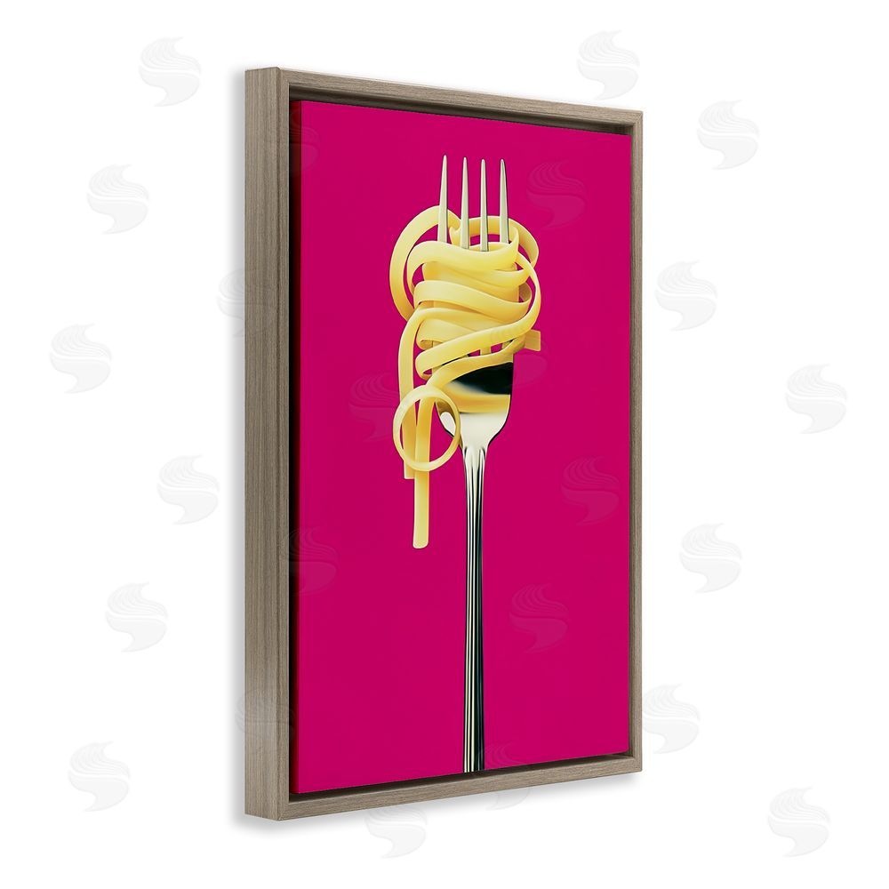 Annabelle Hall Pasta Twirl on Fork Brown Floating Frame Canvas Wall Art Print