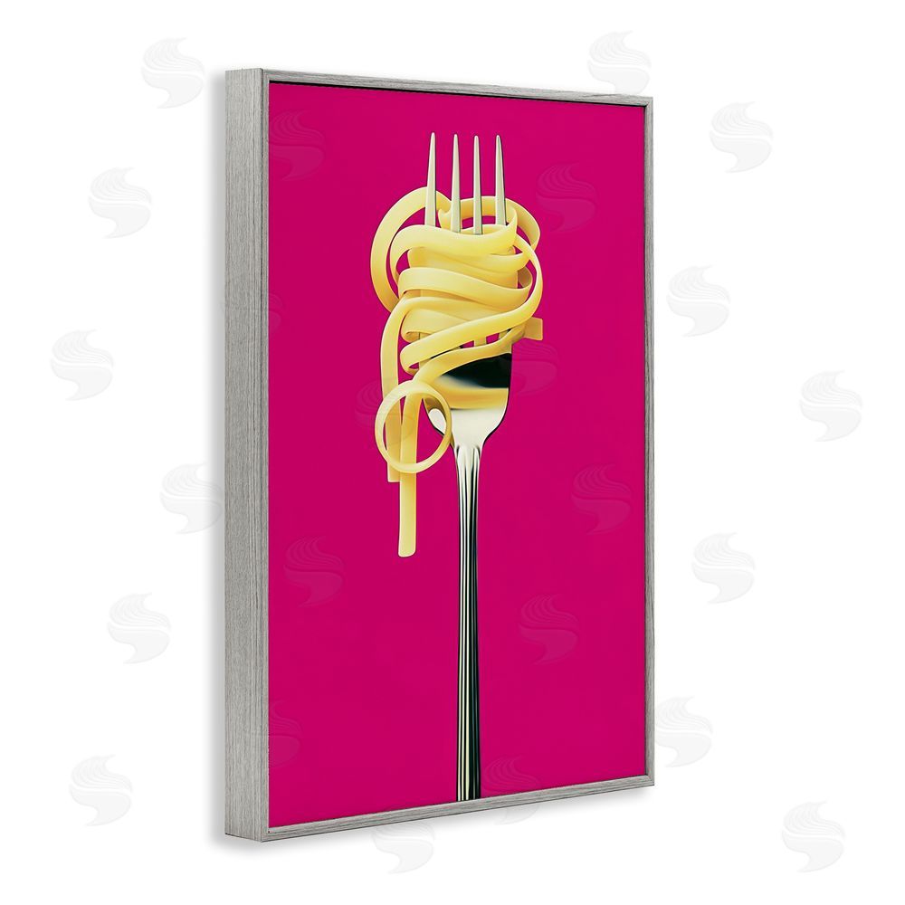 Annabelle Hall Pasta Twirl on Fork Gray Framed Giclee Wall Art Print