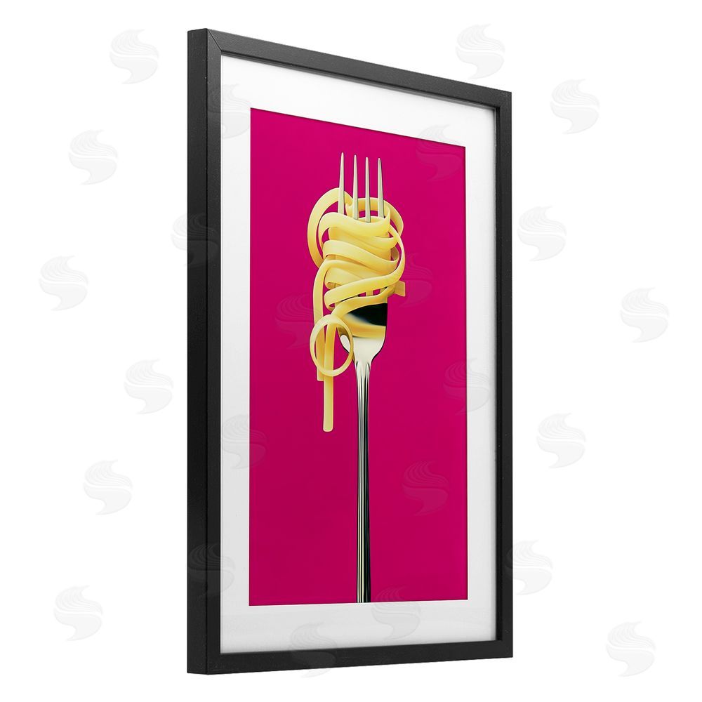 Annabelle Hall Pasta Twirl on Fork Black Framed Print Under Glass Wall Art