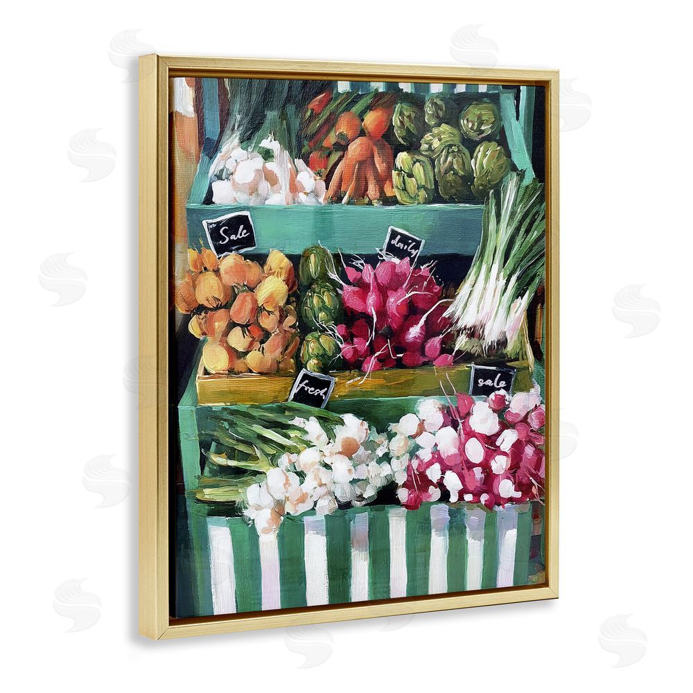 Annabelle Hall Fresh Daily Market Stand Gold Floating Frame Canvas Wall Art Print