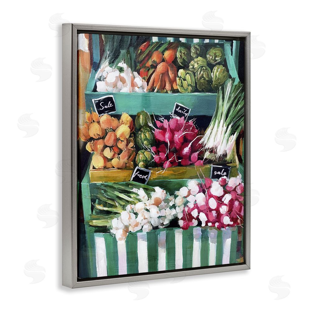 Annabelle Hall Fresh Daily Market Stand Gray Floating Frame Canvas Wall Art Print