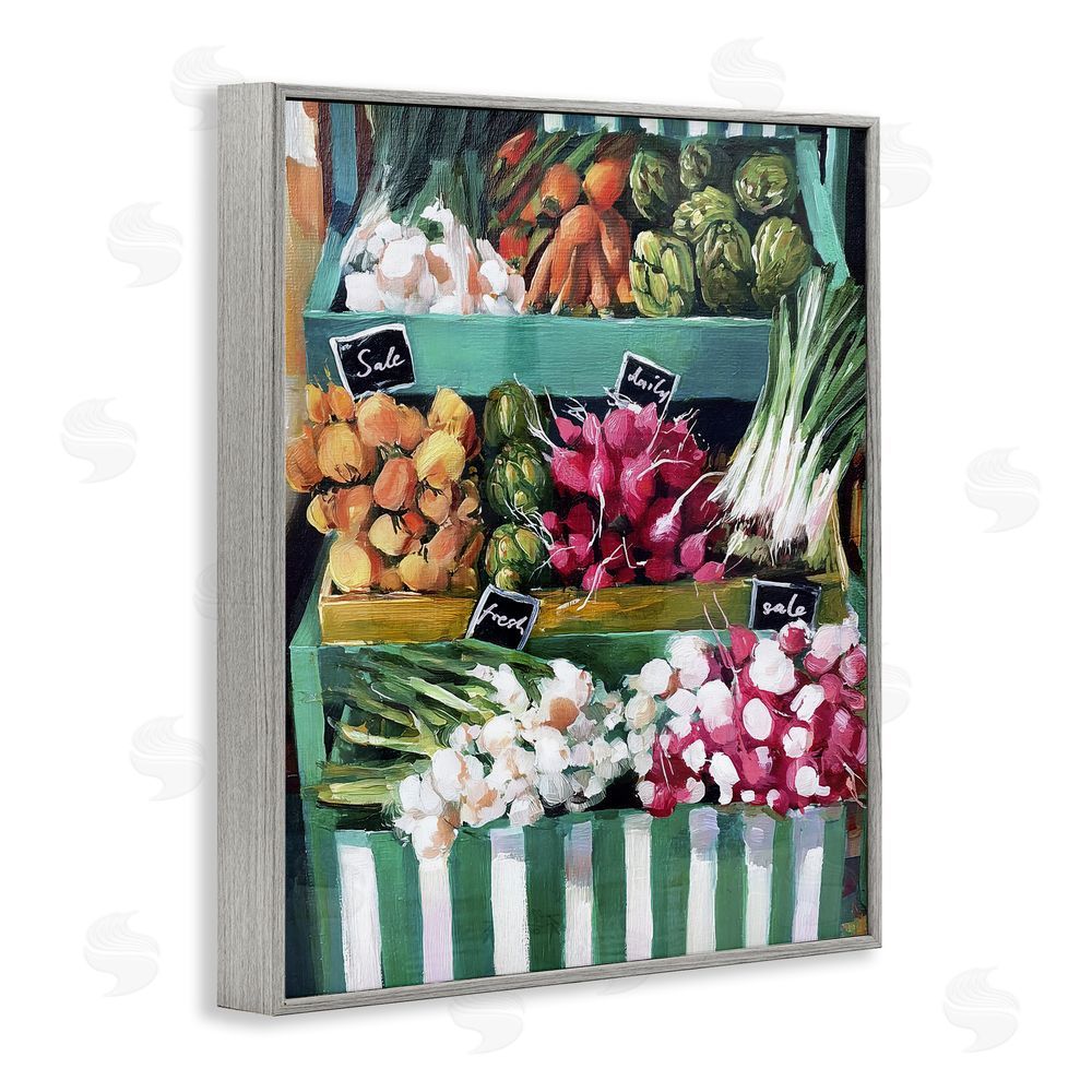 Annabelle Hall Fresh Daily Market Stand Gray Framed Giclee Wall Art Print