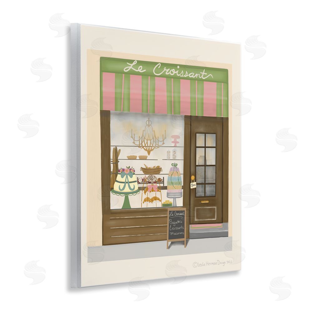 Leslie Hermosa Le Croissant French Patisserie Window Wooden Wall Plaque Art Print