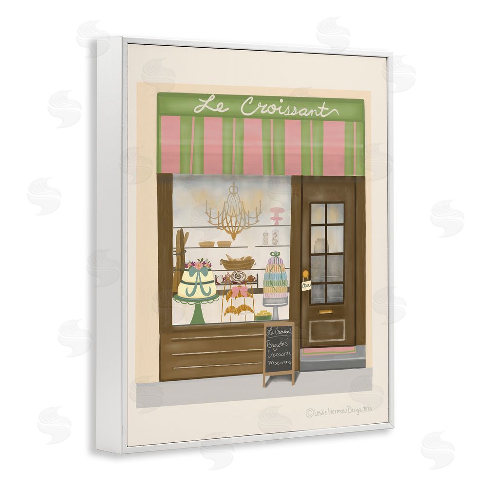 Leslie Hermosa Le Croissant French Patisserie Window White Framed Giclee Wall Art Print