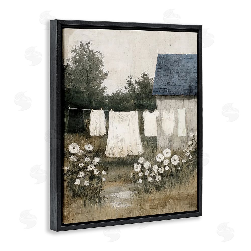 Annabelle Hall Wind Dried Linen Black Floating Frame Canvas Wall Art Print