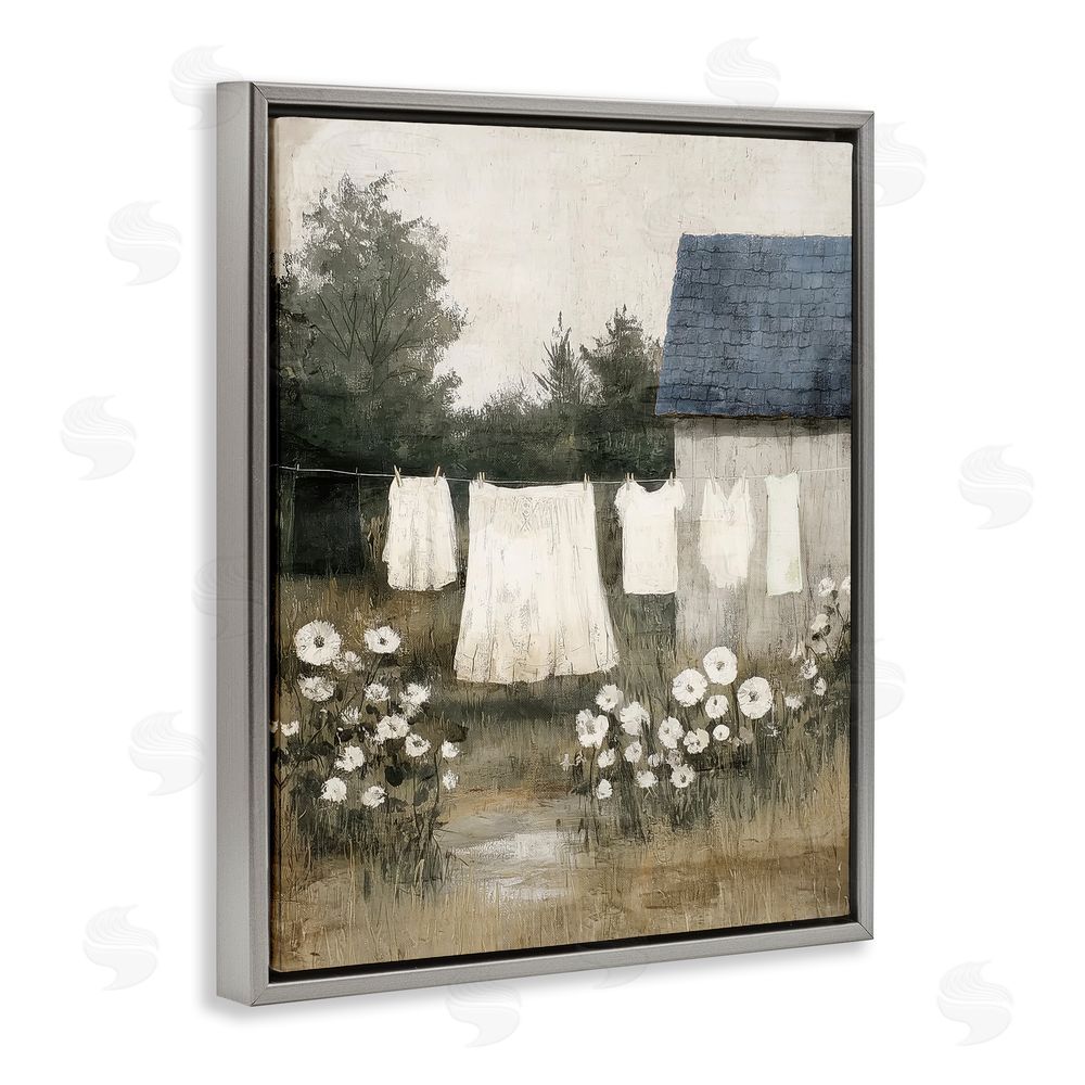 Annabelle Hall Wind Dried Linen Gray Floating Frame Canvas Wall Art Print