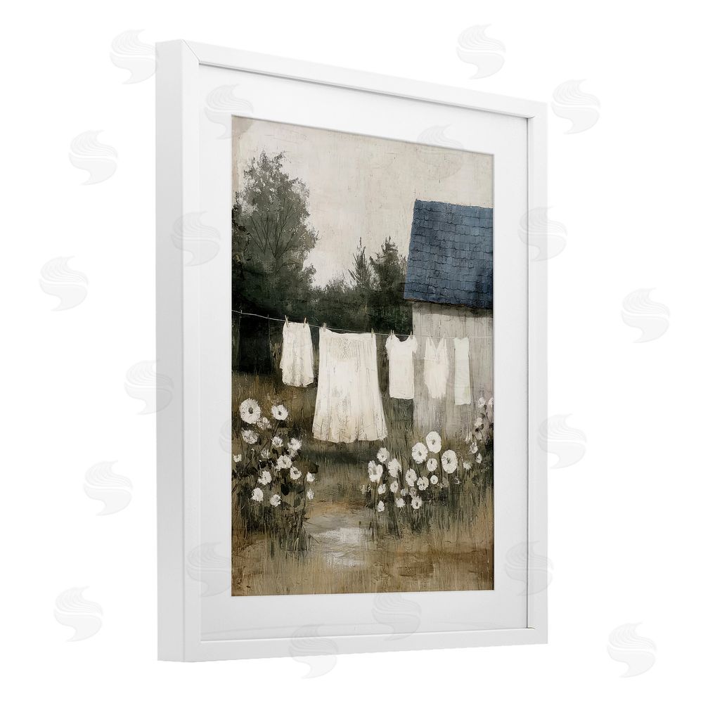 Annabelle Hall Wind Dried Linen White Framed Print Under Glass Wall Art