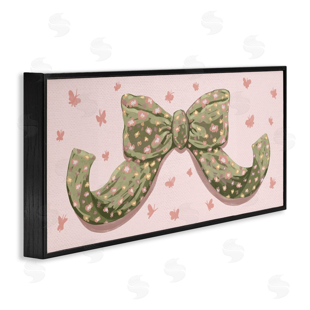 Connie Summers Spring Bow with Butterflies Black Framed Giclee Wall Art Print