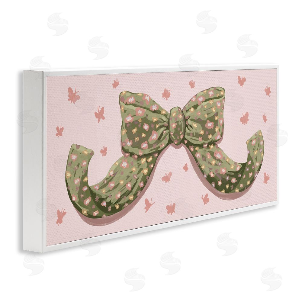 Connie Summers Spring Bow with Butterflies White Framed Giclee Wall Art Print