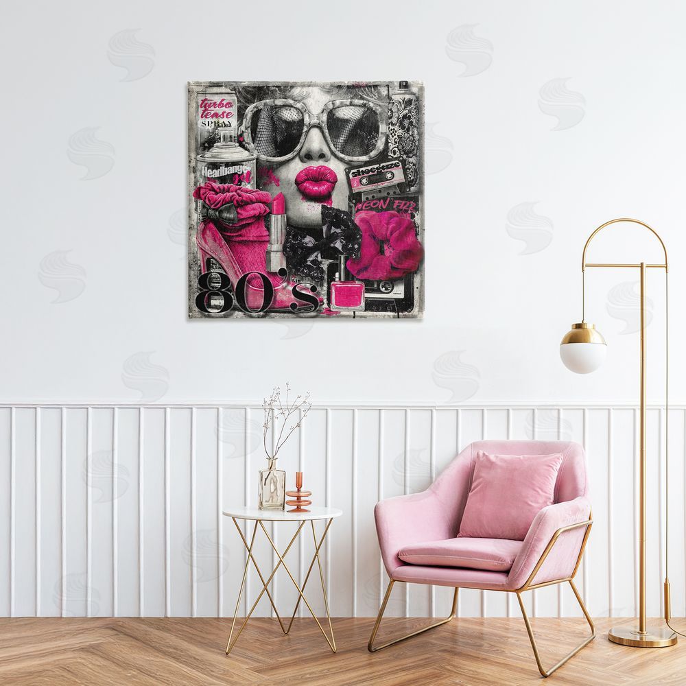 Annabelle Hall Neon Lips & 80's Glamour Stretched Canvas Wall Art in Room