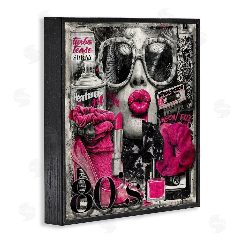 Annabelle Hall Neon Lips & 80's Glamour Black Framed Giclee Wall Art Print