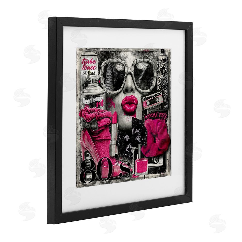 Annabelle Hall Neon Lips & 80's Glamour Black Framed Print Under Glass Wall Art