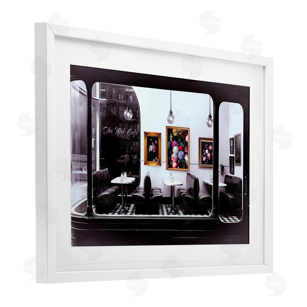 Annabelle Hall Retro Met Cafe Nostalgia White Framed Print Under Glass Wall Art