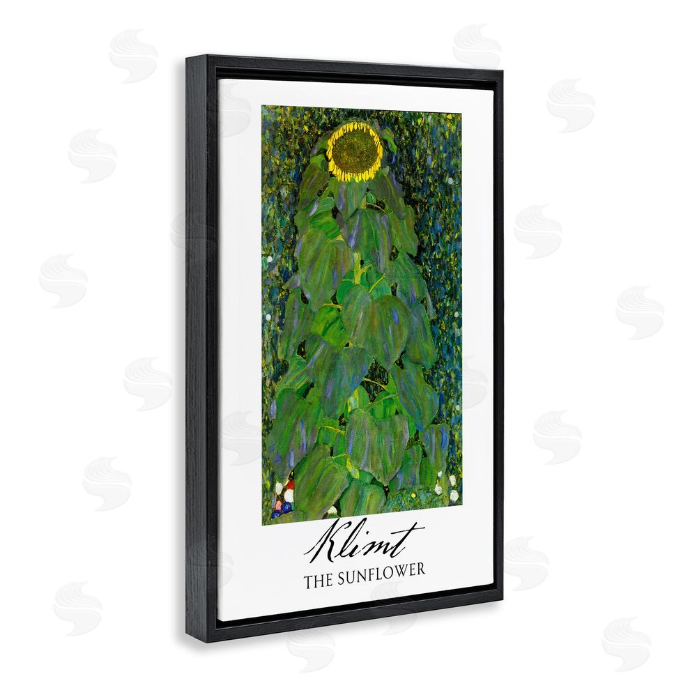Vintage Hustle Klimt The Sunflower Classic Black Floating Frame Canvas Wall Art Print